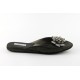 women's slippers VICTORIAN silver pinstripe gleam  black leather (silver jewel)